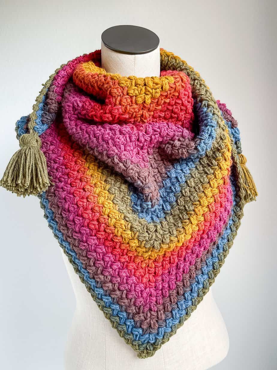 Crochet Puff Stitch Scarf Free Triangle Scarf Pattern
